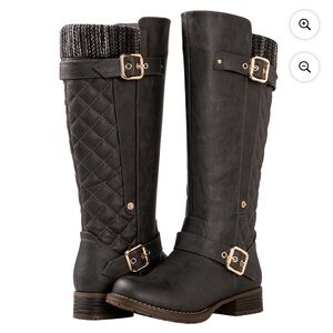 NEW Globalwin quilted knee high riding boots dark gray
